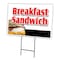 Signmission Breakfast Sandwich Yard Sign & Stake outdoor plastic coroplast window, C-2436 Breakfast Sandwich C-2436 Breakfast Sandwich - alternate 1